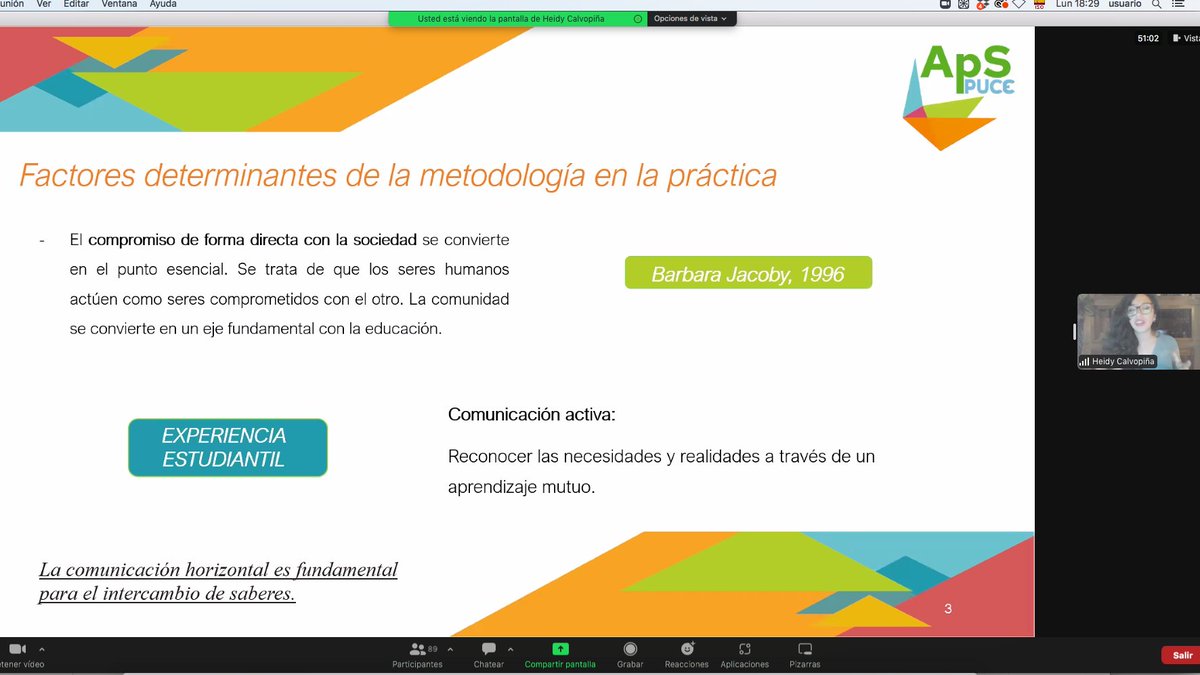 ApS_PUCE's tweet photo. El #ApS desde la perspectiva de los y las estudiantes es la charla de nuestra @Alumni_PUCE de #Comunicación, Heidy Calvopiña @heidy_itati en el Congreso de @EducacionPUCE #empatía, #diálogo e #intercambiodesaberes https://t.co/i0AXdTO2iJ