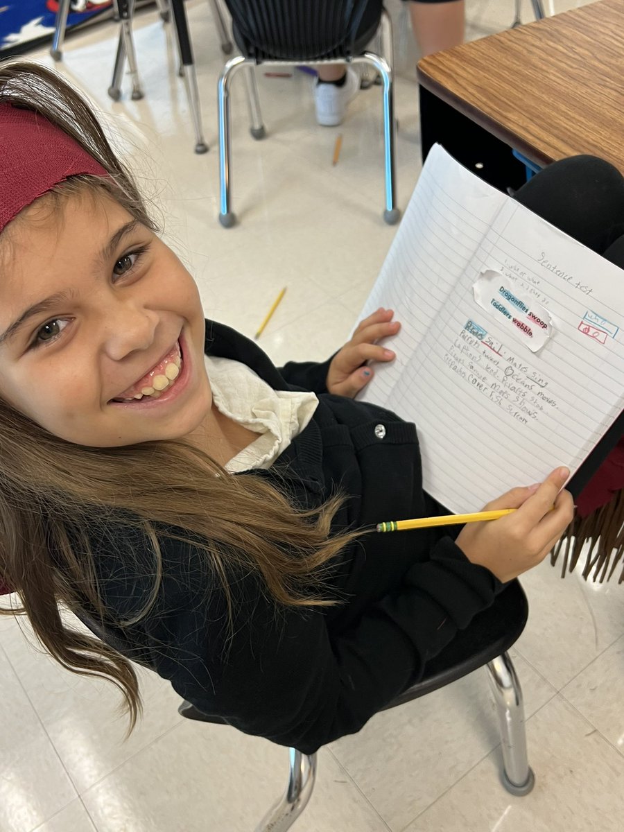 bailey_ewald's tweet photo. I loved learning about the “Two Word Sentences” strategy at #ComalU… “Dress Like a Pirate Day” gave our class the perfect inspiration to practice, apply understanding, and be creative with complete sentences. @CISD_MESwolves https://t.co/MB5LvUPzqD