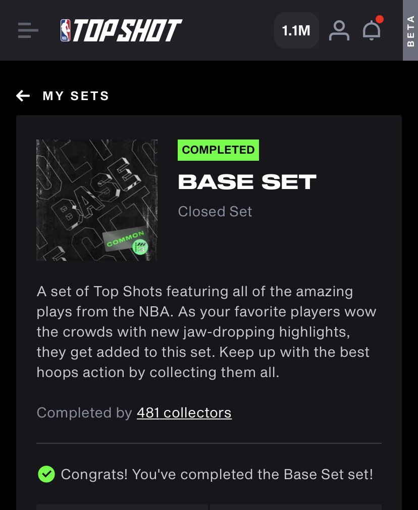 You guys! Through all the TT marathons &amp; near completions …I finally did it. S2 &amp; S3 Base ✅. I’d love to run a rare @nbatopshot giveaway to celebrate. If <a href="/eldumbo/"></a> wants to give me packs to giveaway, I’ll do that too. 😉 

1) ❤️ &amp; ♻️ 
2) Tag 2 peeps
3) #NBATopShotThis 

⬇️