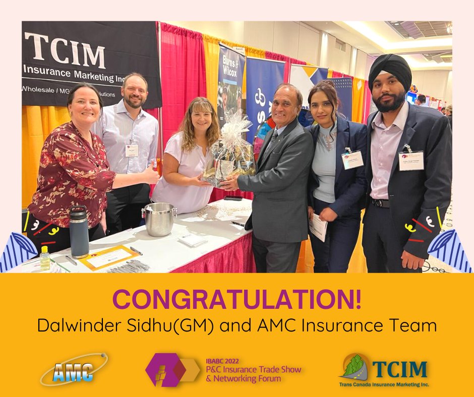 AMC_insurance's tweet image. Congratulation - Dalwinder Sidhu and AMC Insurance Team for receiving a gift at IBABC 2022 P&amp;amp;C Insurance Trade Show &amp;amp; Networking. Proud to be a part of trade show. Thank you @ibabc for wonderful tradeshow and TCIM for gift. 
#2022IBABCTradeShow #TCIM #amcinsuranceservices #ibabc
