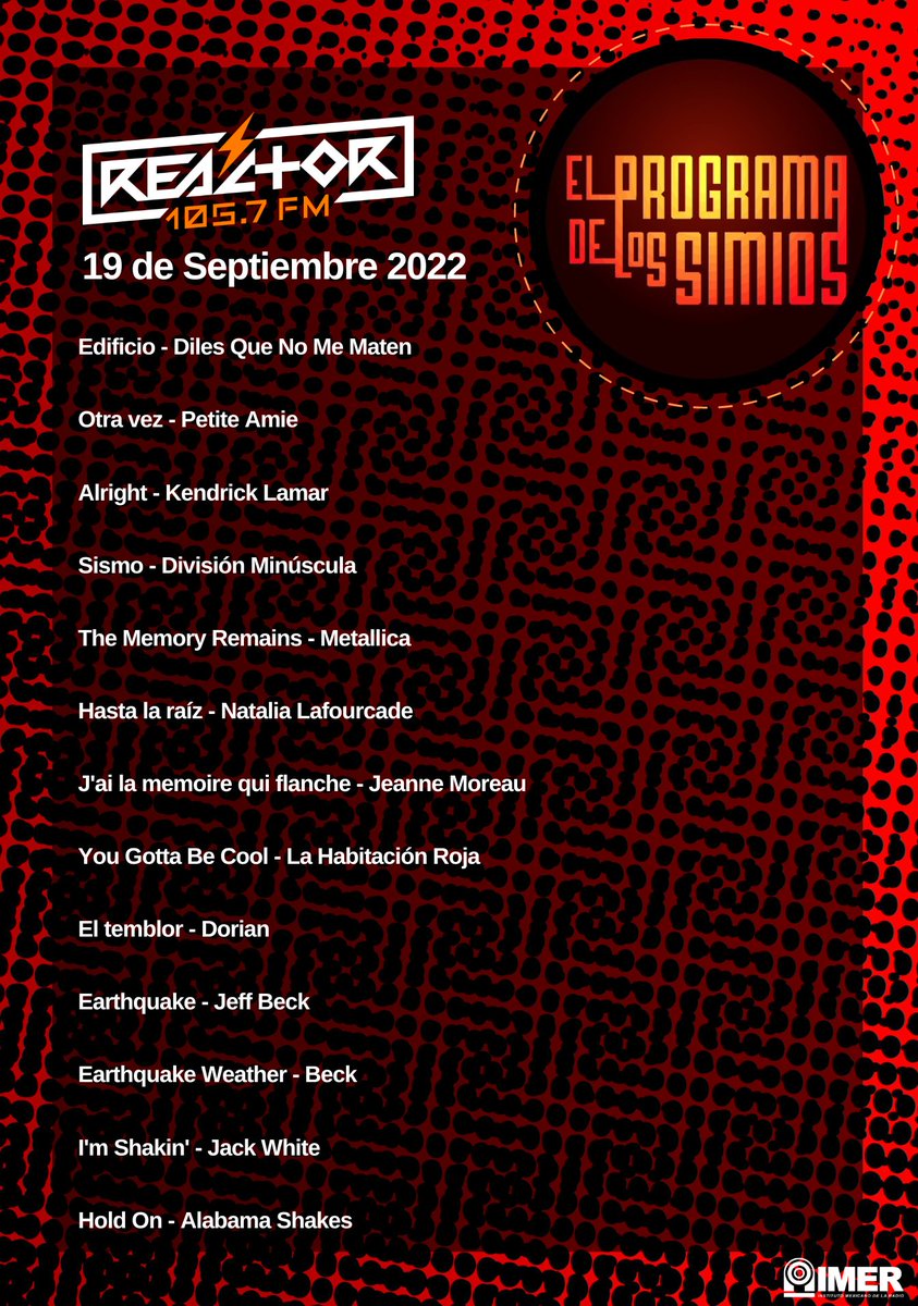 Reactor105's tweet photo. Les compartimos las canciones que escuchamos este lunes 19 de septiembre en @ProgramaSimio con @mareoflores 🎞️🎙️ https://t.co/fcohtFkJXH