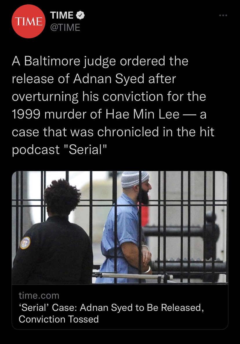 MarlizeDuncan's tweet photo. Just got the exciting news that Adnan Syed was released today. Gotta give props to the teacher that introduced me to the case back in HS 🙌🏾 @brianharrissays https://t.co/57yn8h80C8