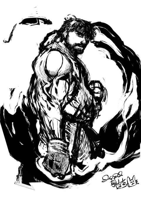 ストリートファイター6のリュウを描いたよ 