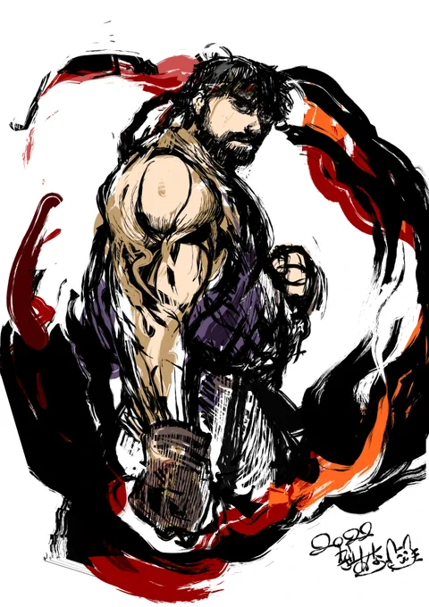 ストリートファイター6のリュウを描いたよ 