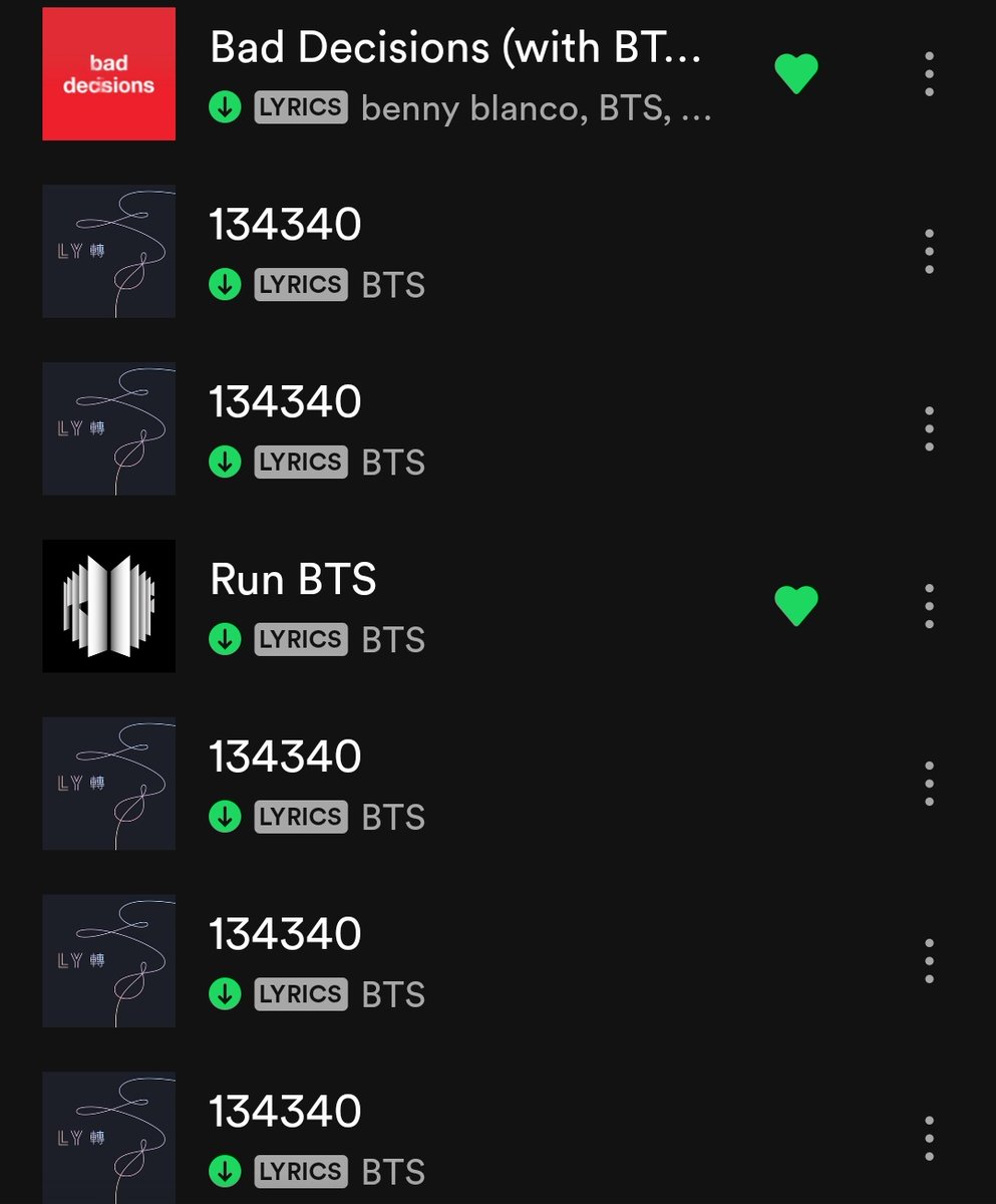 i9Oyoon's tweet photo. this playlist of v'army are sucks, spotify counts as a looping and doesn't filter streams.

I think I'll make a thread teaching how to make stream playlists correctly. https://t.co/TSQsTrbMcj
