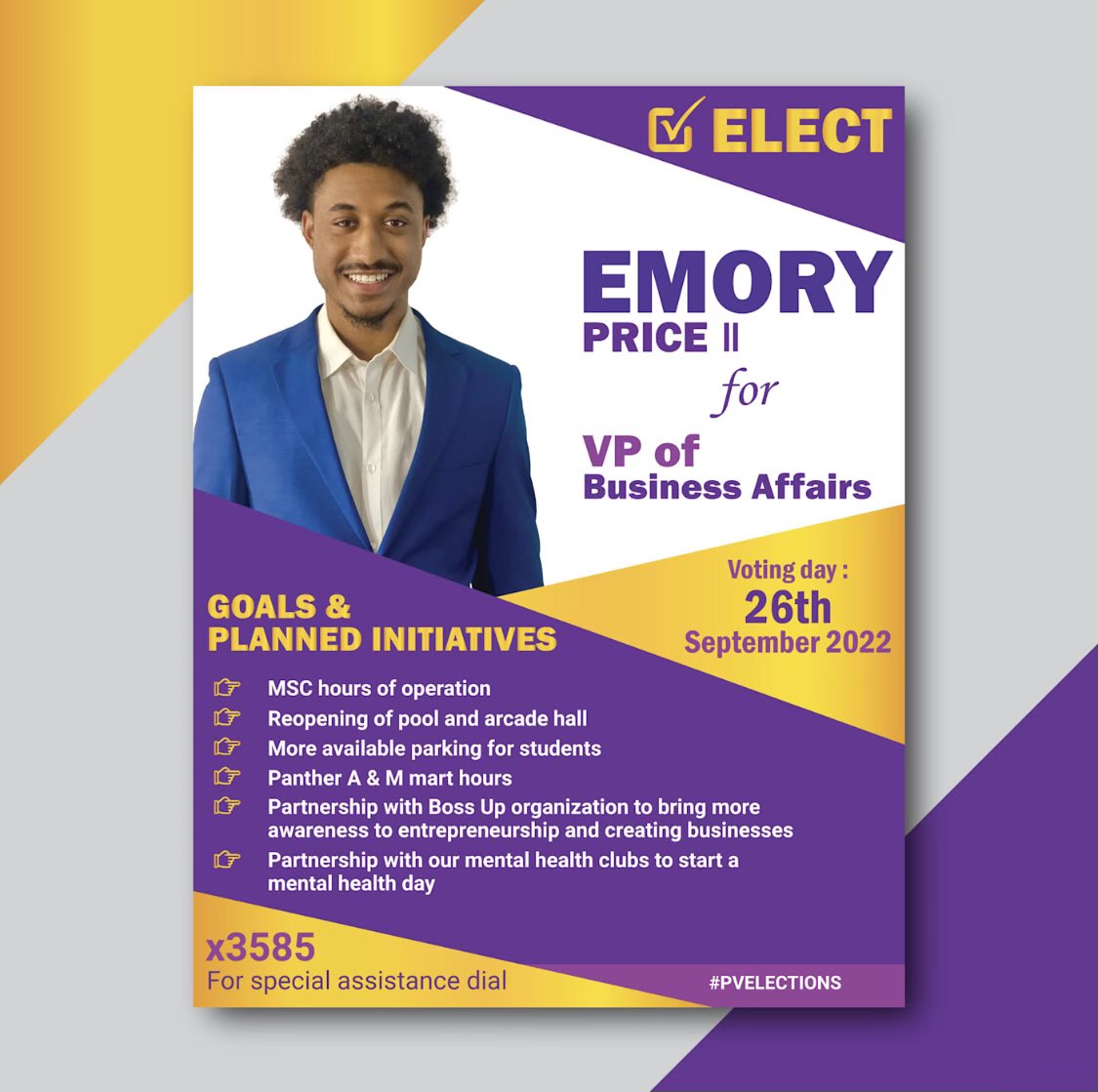 Bry_kay's tweet image. Vote my brother Emory Price @ogchose for Business Affairs.
#pvelection #pvelections