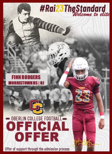 FinnRodgers9's tweet photo. After a great conversation with @CoachMelhorn, I’m excited to say Oberlin has offered me academic support through the admissions process! 🔴🟠 https://t.co/cGmmSgzVwe