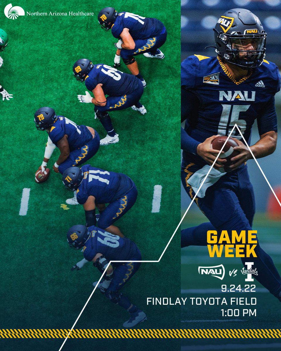NAU Football (@nau_football) on Twitter photo .<a href="/BigSkyFB/">Big Sky Football</a> play begins this weekend.
We're back at Findlay Toyota Field, 1 p.m. on Saturday.
#RaiseTheFlag | #CHOP .<a href="/BigSkyFB/">Big Sky Football</a> play begins this weekend.
We're back at Findlay Toyota Field, 1 p.m. on Saturday.
#RaiseTheFlag | #CHOP