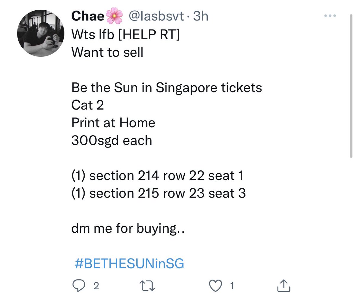 Dear CARATs, if you see this bank account again, or see anyone selling these two ticket
- section 214 row 22 seat 1
- section 215 row 23 seat 3

Do be aware it might be this scammer, do not buy from that scammer and report that account! 

#BETHESUNinSG wts wtb #pasarSVT