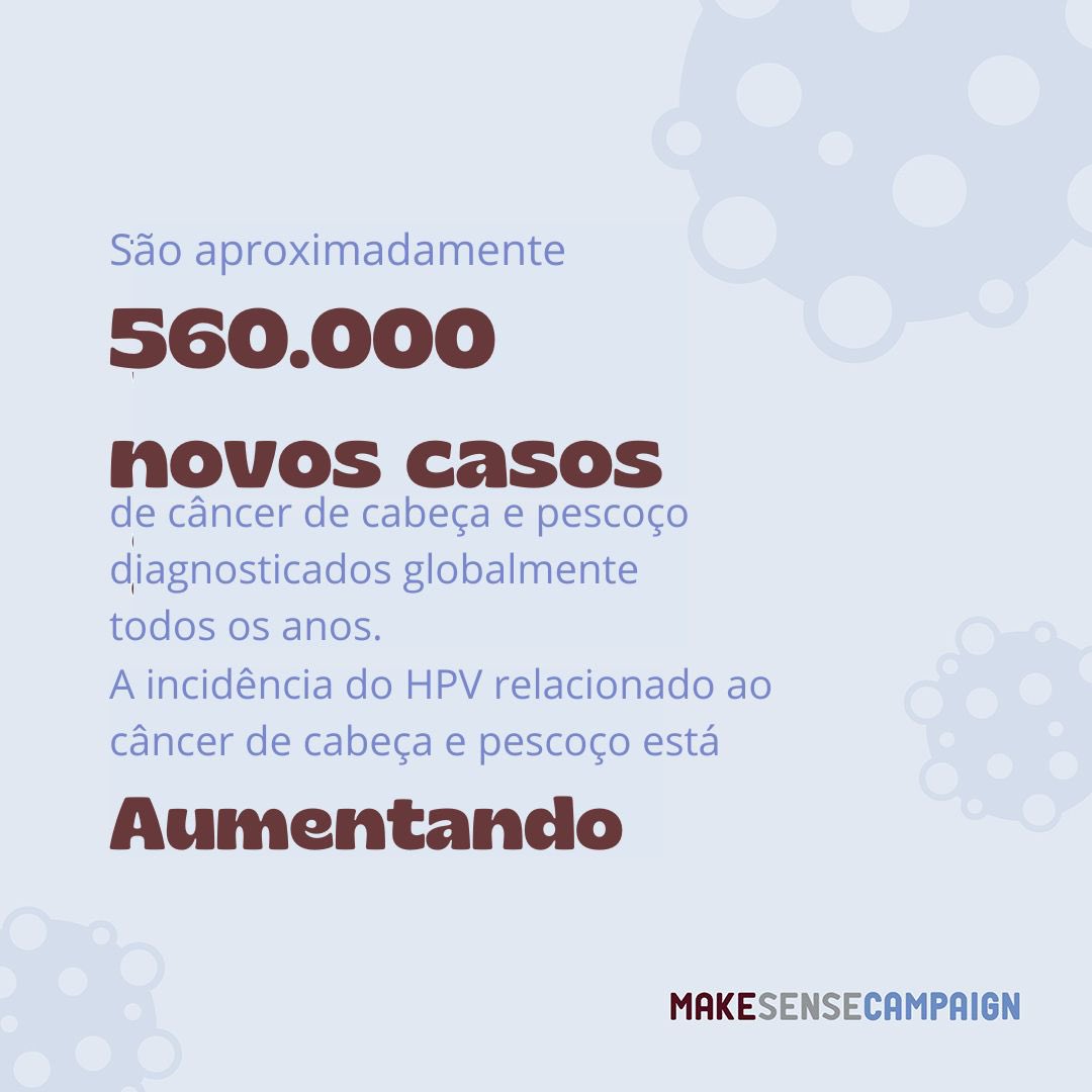 MakeSenseBrasil's tweet photo. HPV é um grupo muito comum de vírus transmitidos entre parceiros durante relações sexuais. Muitas pessoas com a infecção não possuem sintomas. Alguns tipos de #HPV, no entanto, estão ligados a um alto risco de #CancerDeCabecaEPescoco.
#MakeItMakeSense @gbcpoficial @MakeSenseCmpn https://t.co/V1Z1GUnRAo