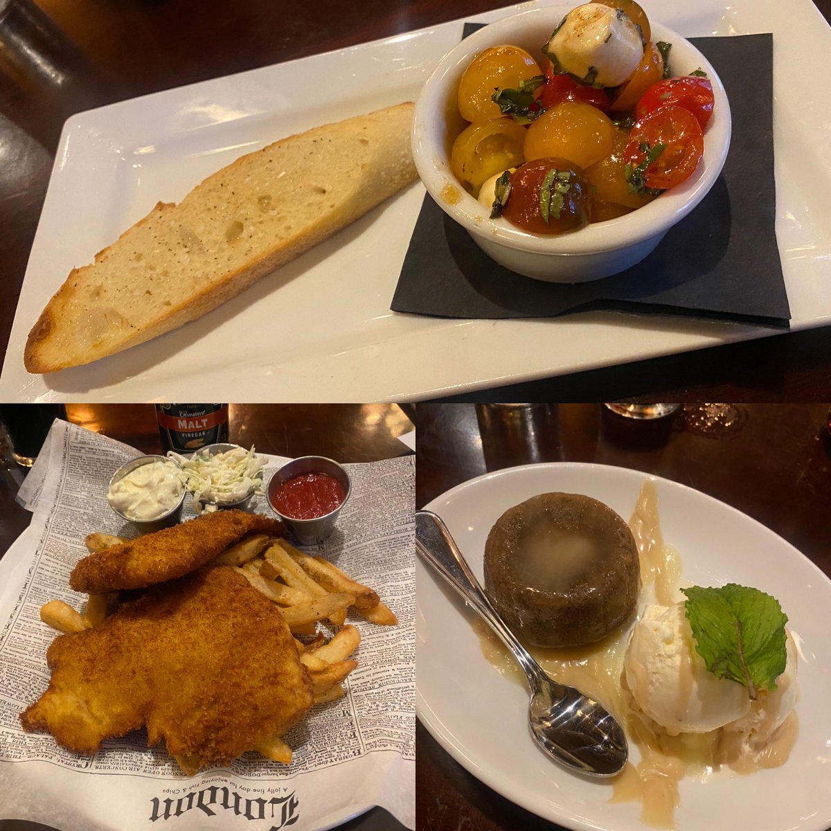 #gcrweek stop 1 #nicholsons petite caprese salad , fish and chips and sticky toffee pudding <a href="/GCRWeek/">Cincinnati Restaurant Week</a> <a href="/CityBeatCincy/">Cincinnati CityBeat</a> #dinelocal #eatcincy #cincyeats #cincinnatieats #eatcincinnati <a href="/CincyChildrens/">Cincinnati Children's</a> <a href="/nicholsons/">Nicholson's</a>