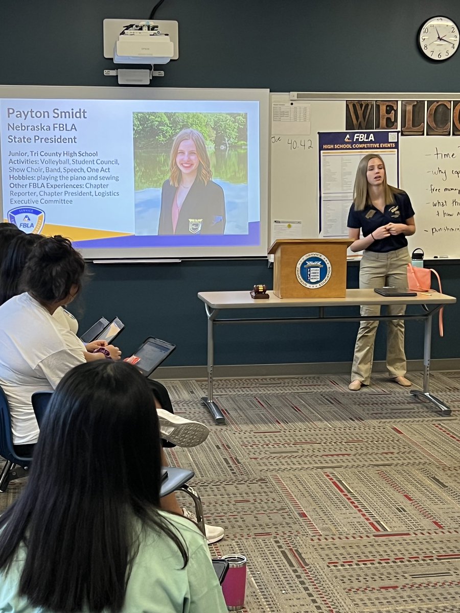 Thank you Nebraska FBLA State President Payton Smidt for presenting to Crete FBLA members today! <a href="/NebraskaFBLA/">Nebraska FBLA</a> #CreteCardinals #FBLA