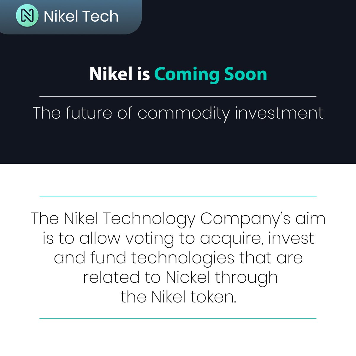 nikeltechco's tweet photo. We are happy to announce the Nikel Token coming soon! For all those interested in the future of nickel and who want to have an active role in creating a socially responsible and #sustainable industry.

#nikeltoken #nikel #nikel #commodities #socialimpact #ReFi #crypto #tech https://t.co/TBsq8aYUmf