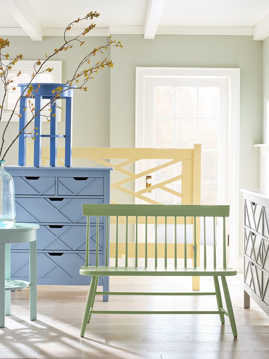 Three cheers for color, quality, and cheerful design! 🎉 We partnered with Maine Cottage® to bring you exclusive lattice-detailed furniture, which is made to order in the USA and offered in 16 colors. #garnethill #mygarnethill Shop the collection >> ghill.me/3BUQ0kZ