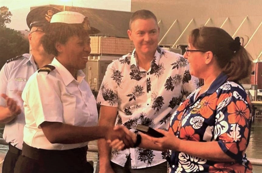 Peter Roberts (@aushcfj) on Twitter photo Congrats to <a href="/FijiNavy/">Republic of Fiji Navy</a> Sub-lieutenant Mereseini Sokoilagi who received the Australian Operational Service Medal–Border Protection(OSM-BP) at HMAS Coonawarra Royal Australian Navy Base in Darwin, Northern Territory.
SBLT Sokoilagi is in Darwin as part of Exercise Kakadu 22. Congrats to <a href="/FijiNavy/">Republic of Fiji Navy</a> Sub-lieutenant Mereseini Sokoilagi who received the Australian Operational Service Medal–Border Protection(OSM-BP) at HMAS Coonawarra Royal Australian Navy Base in Darwin, Northern Territory.
SBLT Sokoilagi is in Darwin as part of Exercise Kakadu 22.