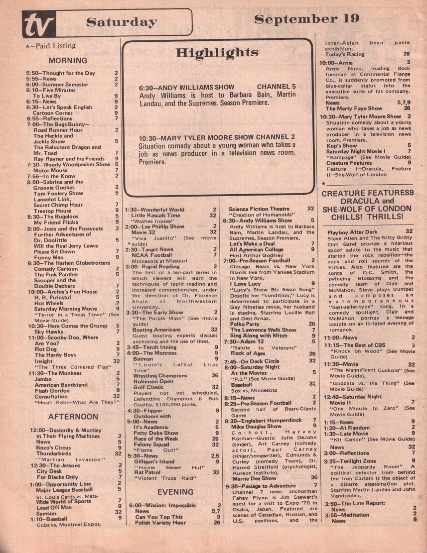 Chicago TV Guides on Twitter "One more Mary Tyler Moore premiere post