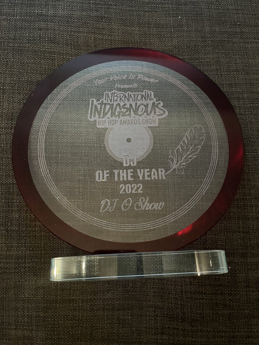 DJ_Oshoa's tweet photo. My award “DJ of The Year” Award arrived in the mail all the way from Winnipeg, MB!! Thank you @indigenousHHAS 🙌🏿✊🏿 https://t.co/yrtuac8iMd