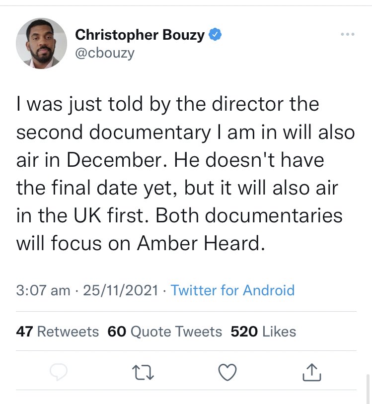 Abba_Annabelle's tweet photo. @BenMChia @IanRunkle Bouzy back in Nov, 2021 confirming his alliance with Amber Heard’s PR manipulaters of the truth.
At the same time he was being paid by AH to target Johnny Depp supporters through Bot Sentinel.
The @wbd @discoveryplus documentary proved to be completely biased.
#BouzyBucks https://t.co/vPUt6Rk4vi