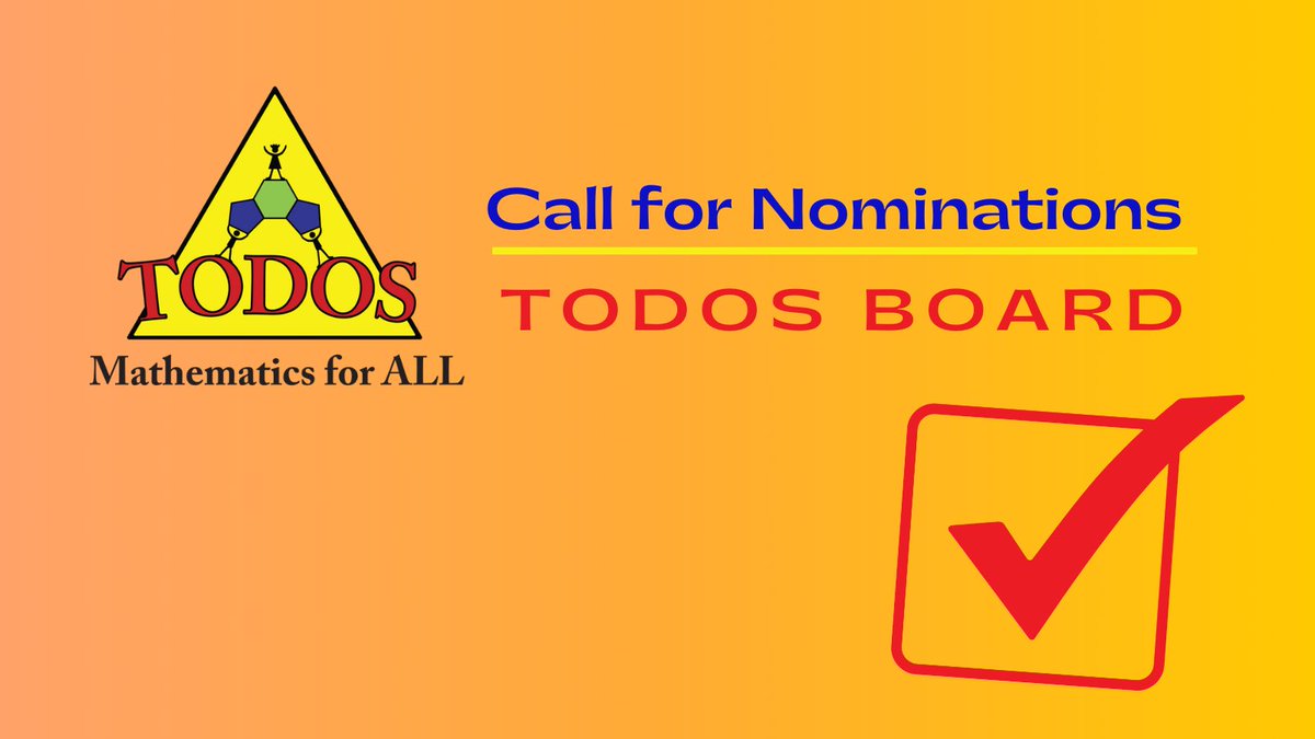 movedtoblusky's tweet image. ✅The window to submit nominations is open until Oct 15.   
✅Consider nominating yourself or another member for Pres-Elect or Director. 
✅More info 
todos-math.org/election
#mathequity #TODOSmaths