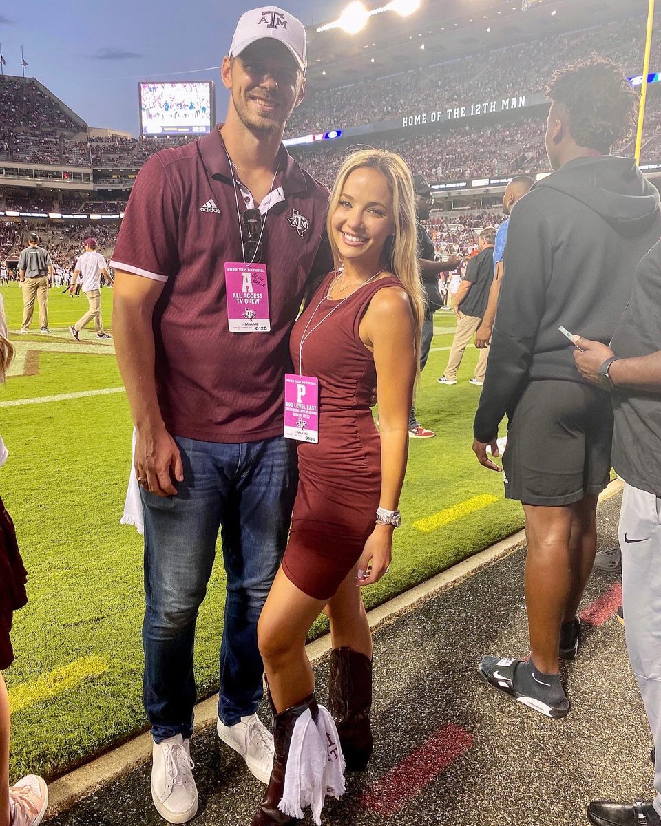 meaganjacobsonn's tweet photo. Proud wife checking out @drewkaser’s old stomping grounds @AggieFootball https://t.co/PELkjn8WDd