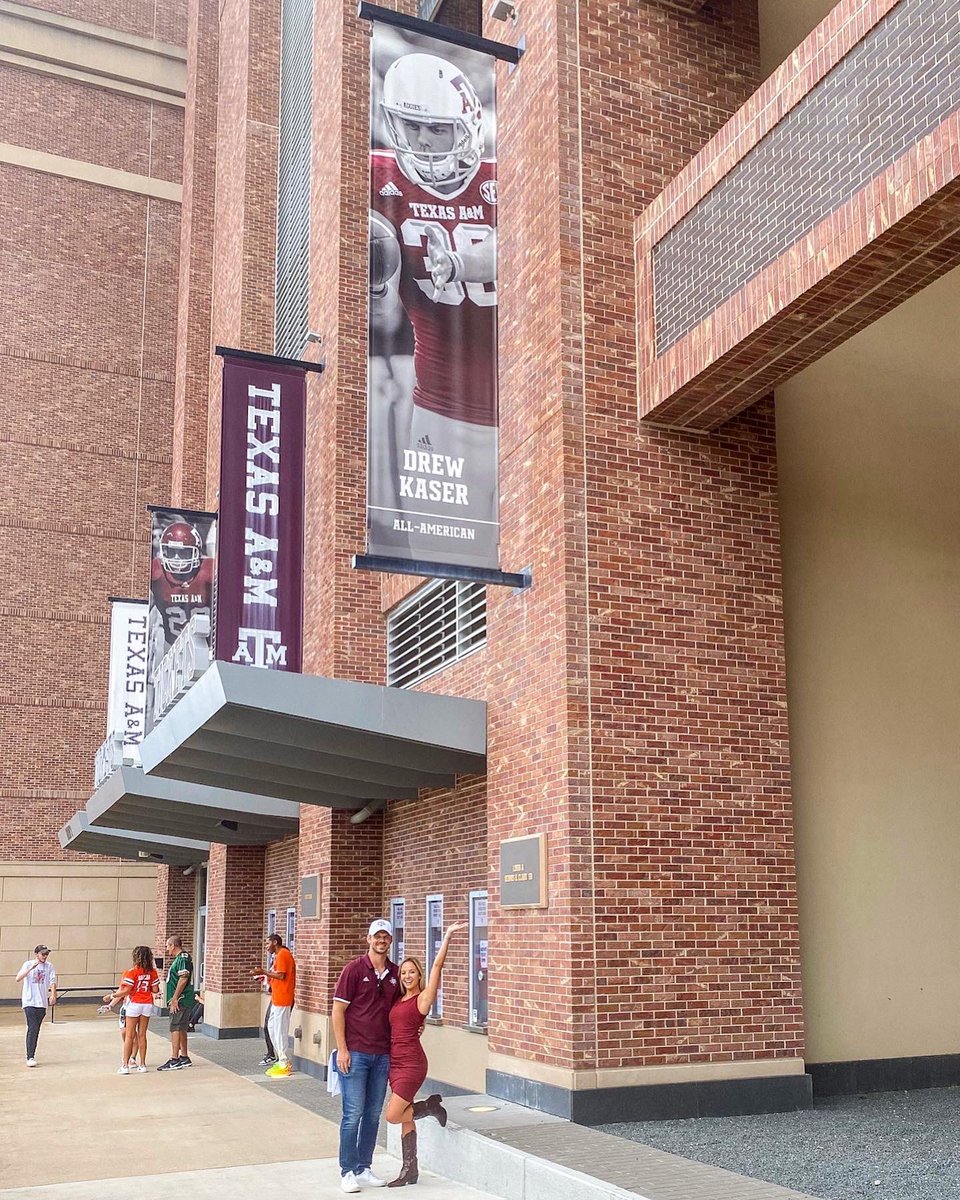 meaganjacobsonn's tweet photo. Proud wife checking out @drewkaser’s old stomping grounds @AggieFootball https://t.co/PELkjn8WDd