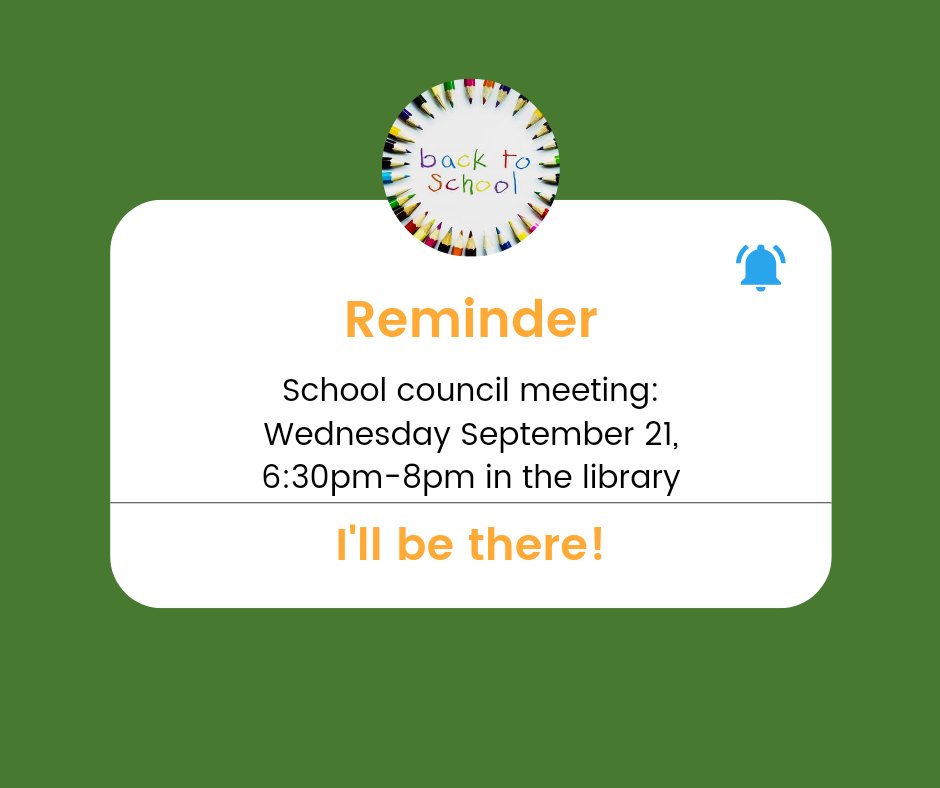 First school council meeting of the year this week! Agenda posted on our FB page. See you there! 😊