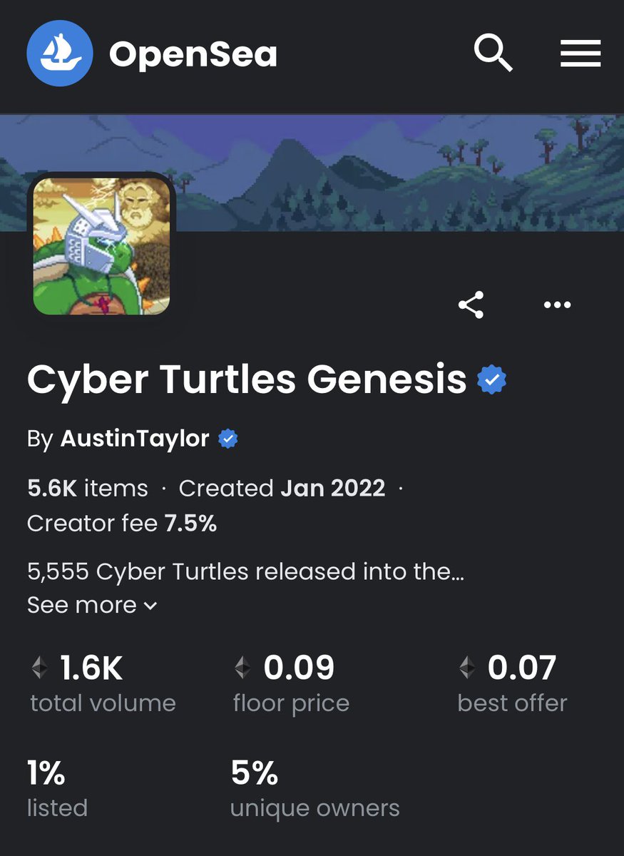 RedKroh_'s tweet photo. Thanks to @opensea new update, we can now see @CyberTurtlesNFT listing percentage on the page at all times. 1% listed out of 5555 supply. 92% of the supply is currently in staking. Huge things being built in the background by @AustinXeth … Only a matter of time 🤫🐢 https://t.co/Q5CgxIeHwd