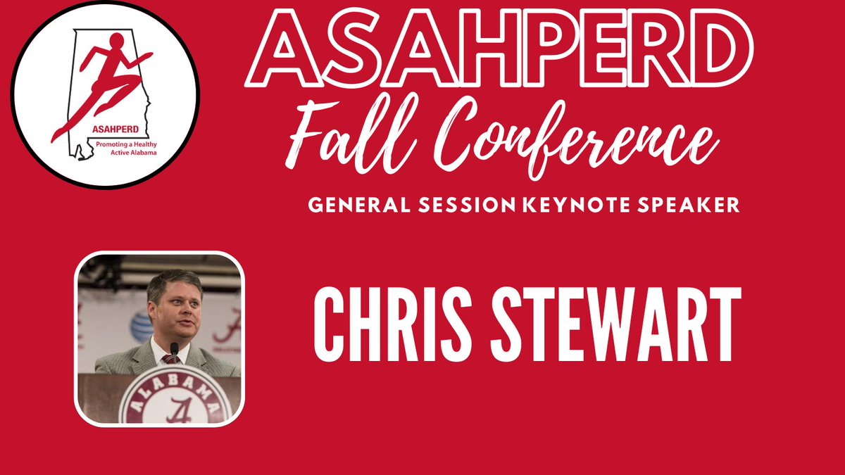 We are excited to announce our #ASAHPERD22 Fall Conference General Session Keynote Speaker..... 
🥁🥁🥁🥁🥁🥁🥁

‼️‼️‼️‼️Chris Stewart‼️‼️‼️‼️‼️

Chris Stewart has been a broadcaster since 1988 &amp; is in his 20th season as the <a href="/AlabamaMBB/">Alabama Men’s Basketball</a>  play-by-play announcer for the <a href="/UA_CTSN/">Crimson Tide Sports Network</a>.