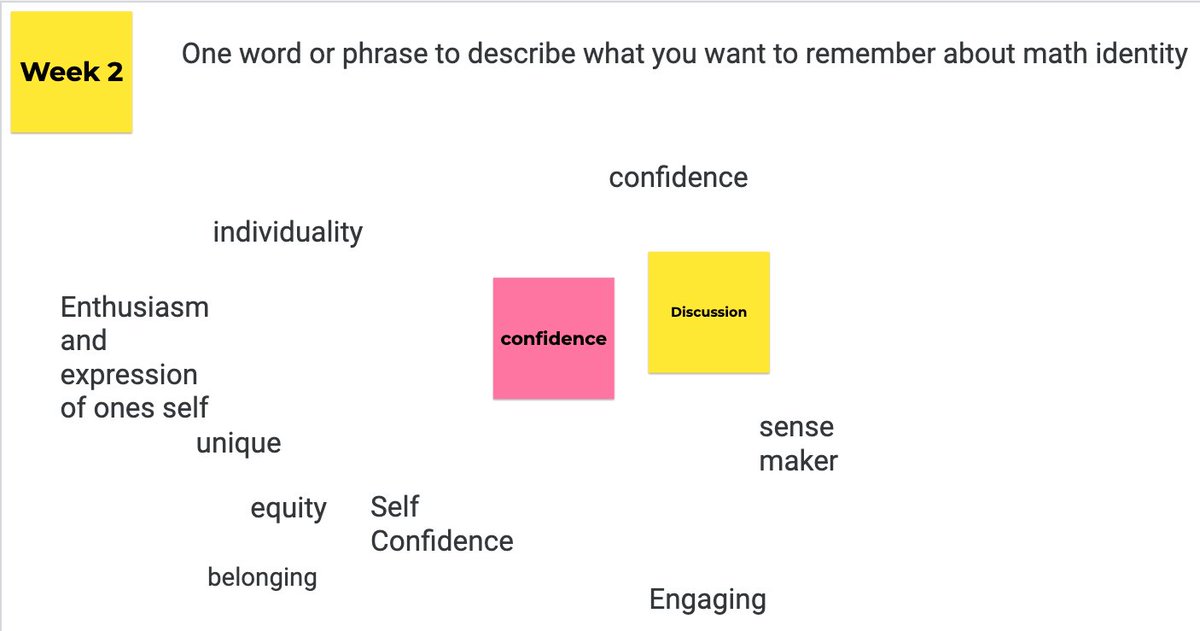 Kidsmathtalk's tweet photo. Week 2 of Teaching and Learning with pre-service Ts and we're starting to talk about math identity. Makes my 💜 happy to read these responses #profchat #nctm #mtbos #Elemmathchat https://t.co/KxfA2gkxkO