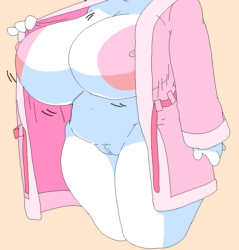 She has arrived home from work.. from the heat and from the long day she's had she's sweaty and sore.

She'll be staying in her robe and nothing but her robe, even if she has to answer her door.