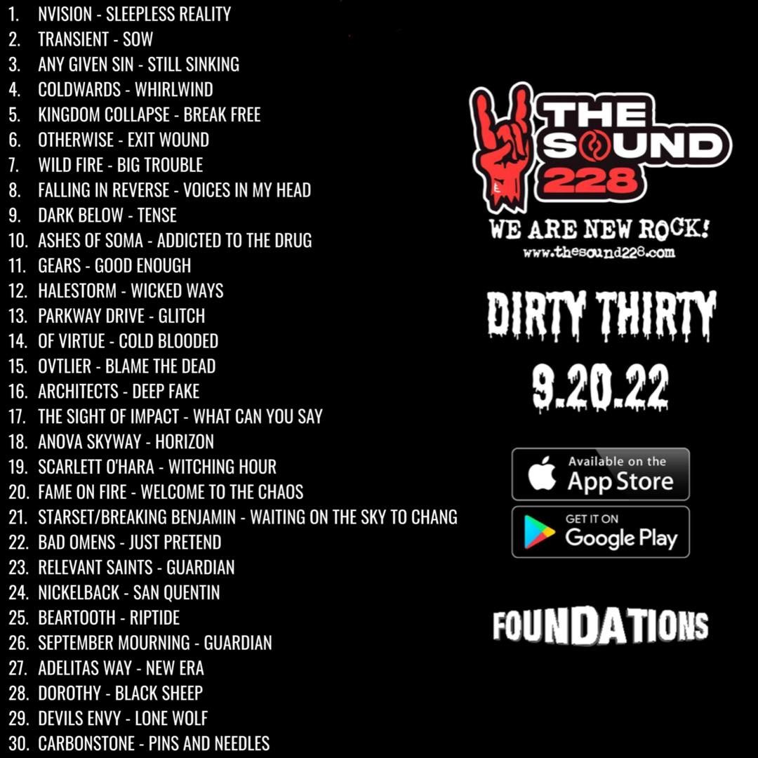 The Sound (@thesound228) on Twitter photo The Dirty Thirty is out!
@nvision228 <a href="/transient_nola/">Transient</a> <a href="/anygivensinband/">Any Given Sin</a>, Coldwards, <a href="/kingdomcollapse/">Kingdom Collapse</a> <a href="/WEareOTHERWISE/">OTHERWISE</a> <a href="/WildFireBiloxi/">Wild Fire</a> <a href="/FIROfficial/">Falling In Reverse</a> <a href="/DarkBelowMusic/">Dark Below</a> <a href="/Ashesofsoma/">Ashes of Soma</a> <a href="/OfficialGears1/">GEARS</a> <a href="/Halestorm/">Halestorm</a> <a href="/parkwayofficial/">Parkway Drive</a> <a href="/OFVIRTUE/">OF VIRTUE</a> <a href="/ovtlierband/">𝖔𝖛𝖙𝖑𝖎𝖊𝖗</a> The Dirty Thirty is out!
@nvision228 <a href="/transient_nola/">Transient</a> <a href="/anygivensinband/">Any Given Sin</a>, Coldwards, <a href="/kingdomcollapse/">Kingdom Collapse</a> <a href="/WEareOTHERWISE/">OTHERWISE</a> <a href="/WildFireBiloxi/">Wild Fire</a> <a href="/FIROfficial/">Falling In Reverse</a> <a href="/DarkBelowMusic/">Dark Below</a> <a href="/Ashesofsoma/">Ashes of Soma</a> <a href="/OfficialGears1/">GEARS</a> <a href="/Halestorm/">Halestorm</a> <a href="/parkwayofficial/">Parkway Drive</a> <a href="/OFVIRTUE/">OF VIRTUE</a> <a href="/ovtlierband/">𝖔𝖛𝖙𝖑𝖎𝖊𝖗</a>