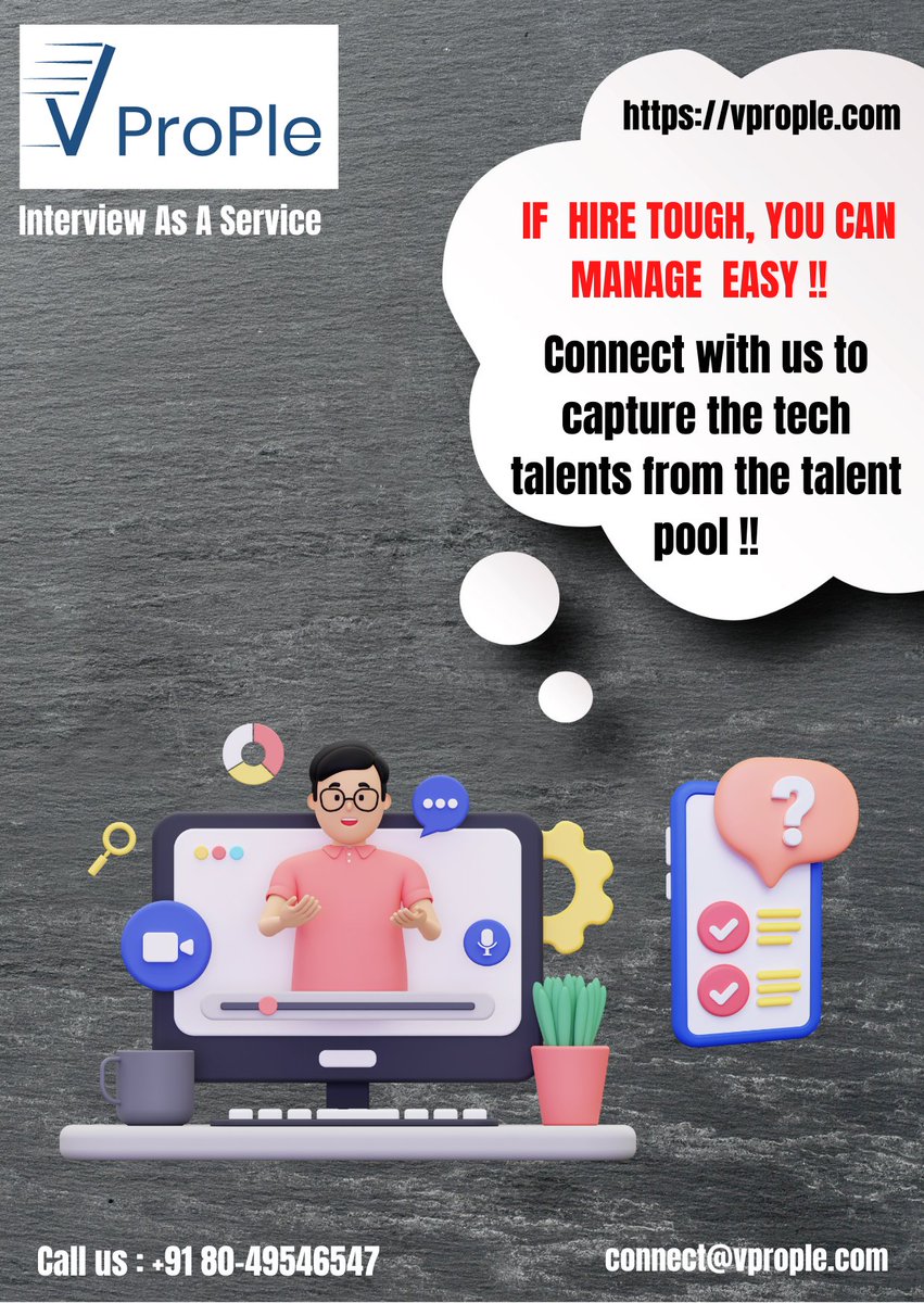 VProp1e's tweet image. If you can hire tough, you can manage easy
Connect with us to capture the tech talents from the talent pool 
#technicalinterviewasaservice #interviewasaservice #outsourcetechnicalinteview #technicalinterviewoutsourcing #interviewservice #videointerviewservice