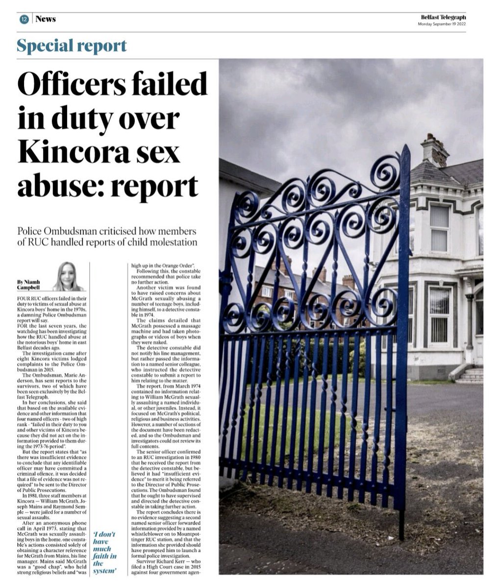 TonyGribben3's tweet photo. Bad governance by design? Chaotic switch from ´Royal Ulster Constabulary’ to ‘Police Service of Northern Ireland’ provides perfect alibi for cover-up of sexual abuse of children. ‘No one wants the truth of what happened in Kincora to come out as we know it went right to the top’. https://t.co/jiywCeL6Zx
