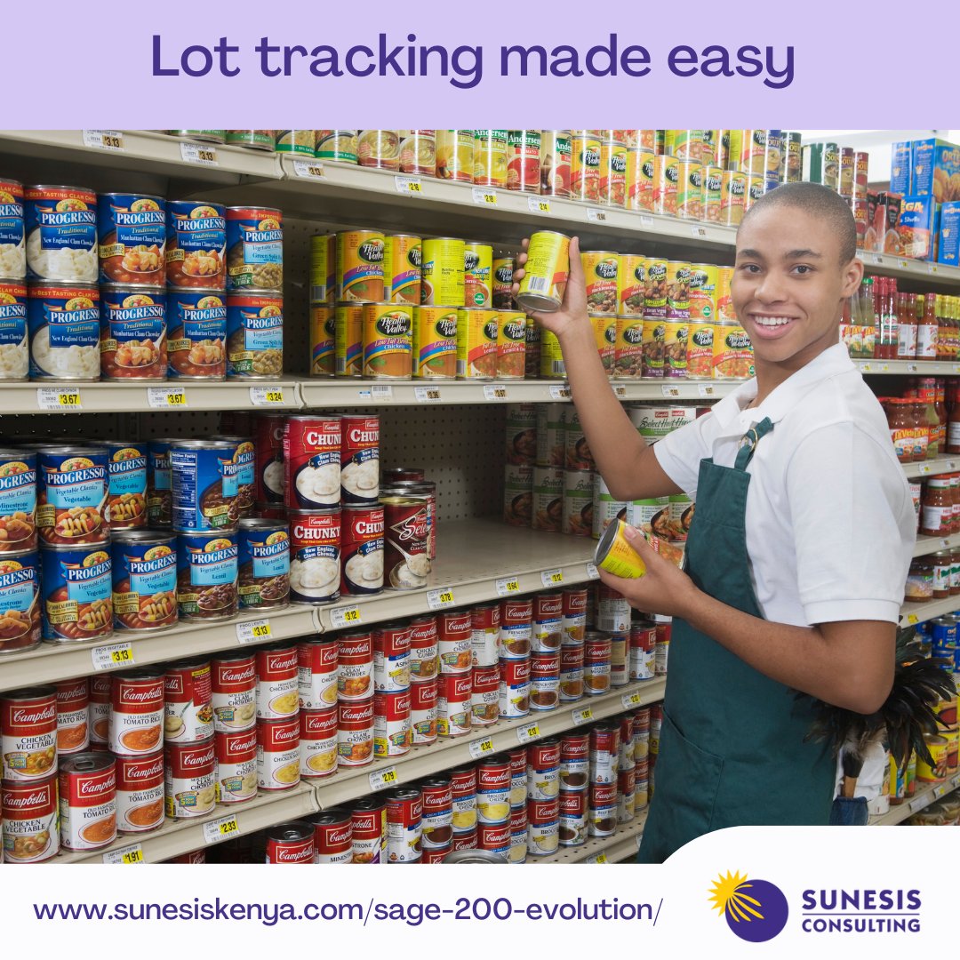 Are you retail store proprietor or a manufacturer? Keep track of expiry dates with Sage Lot tracking module.
Find out more here: sunesiskenya.com/sage-200-evolu…

#lottracking #sage200evolution #batchnumber #serialnumber