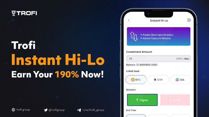 mmcCatalyst's tweet image. However, Delay isn't denial, the market will recover soon. I'm in waiting mode as I keep enjoying the @trofigroup feature. The latest is the Instant Hi-Lo where you can earn 190% profit in a few minutes when you predict rightly. 
#trofi #optionmarket 
trofi.group/signup