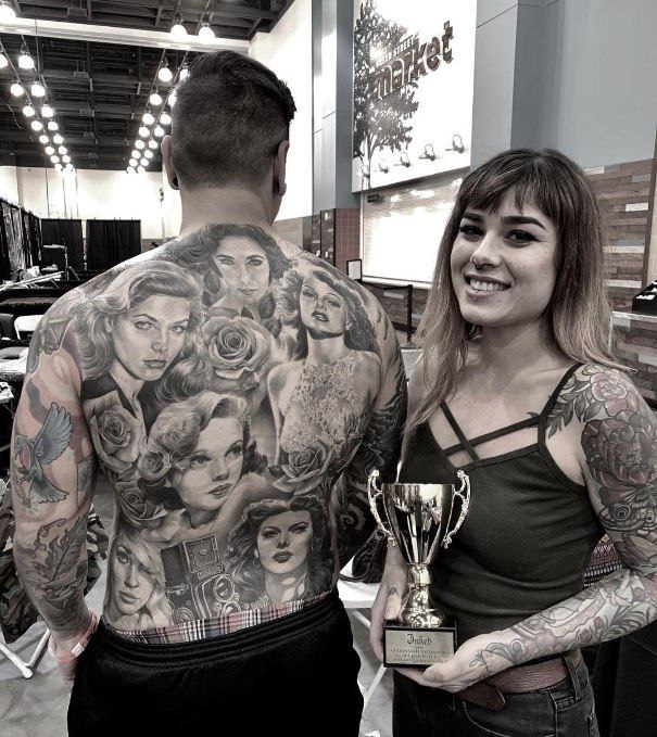 KushKingdomApe's tweet photo. Interested in learning more about our amazing #NFTartist? Take a look at some of the mind-blowing #tattoo work she accomplished before #KKAC.

Be sure to take a gander at her instagram as well:
https://t.co/PwIAmAiVjM https://t.co/vrXWMnYWfw