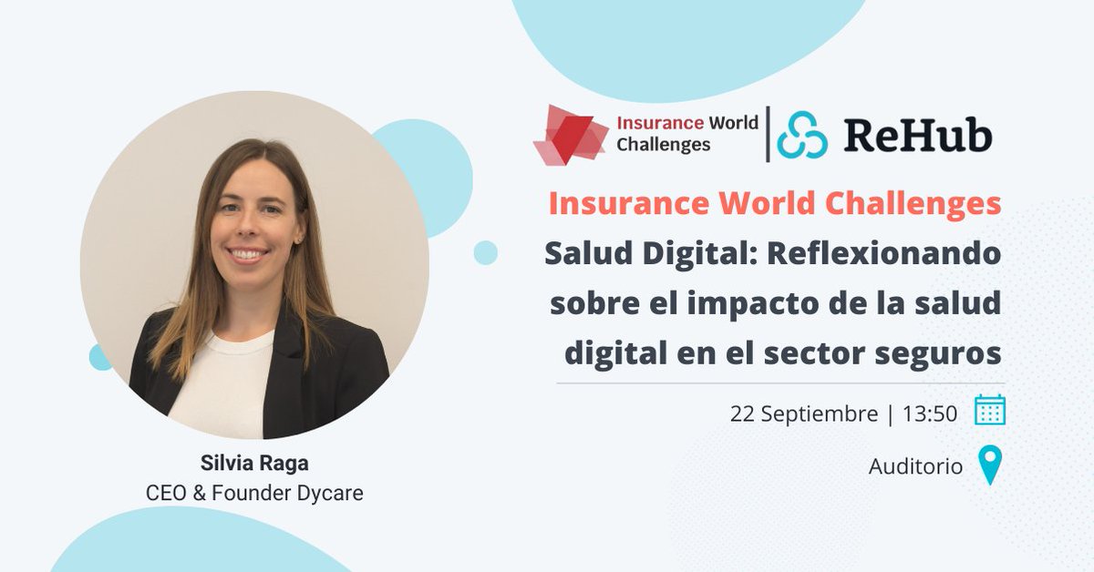 DyCareSolutions's tweet photo. ➡️ Acompañanos en el evento #InsuranceChallenge donde @SilviaRaga7 dará una charla sobre el impacto de la #saluddigital en el sector de #seguros junto con @npastohe de @Humanitcare, @etorrente de @DKVSeguros y Paolo Fiorentino de @dacadoo 

@CommuInsurance #insurtech https://t.co/fyvidYwscu