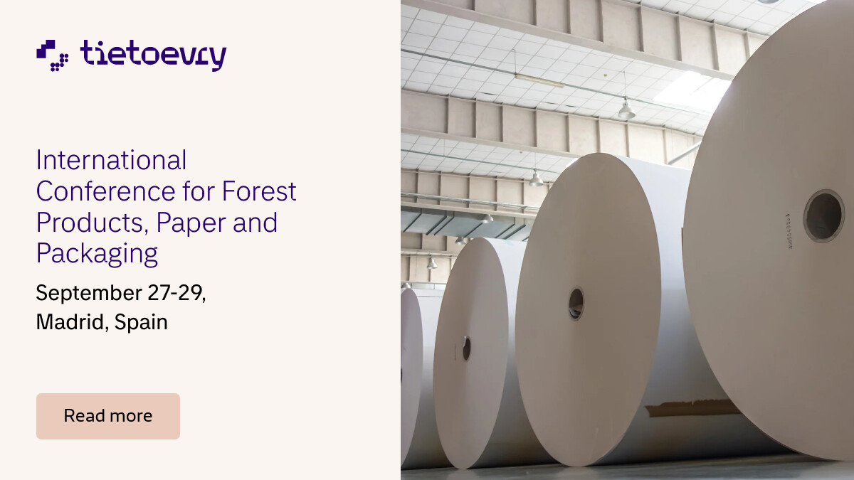 Tietoevry's tweet photo. Join us in Madrid and learn how TIPS OMS (Operations Management System) enables significant efficiency increases in the mill production. Read more https://t.co/odCjxEjDt4 

#pulpandpaper #packaging #forest #tietoevry https://t.co/R1aI3i2qjO
