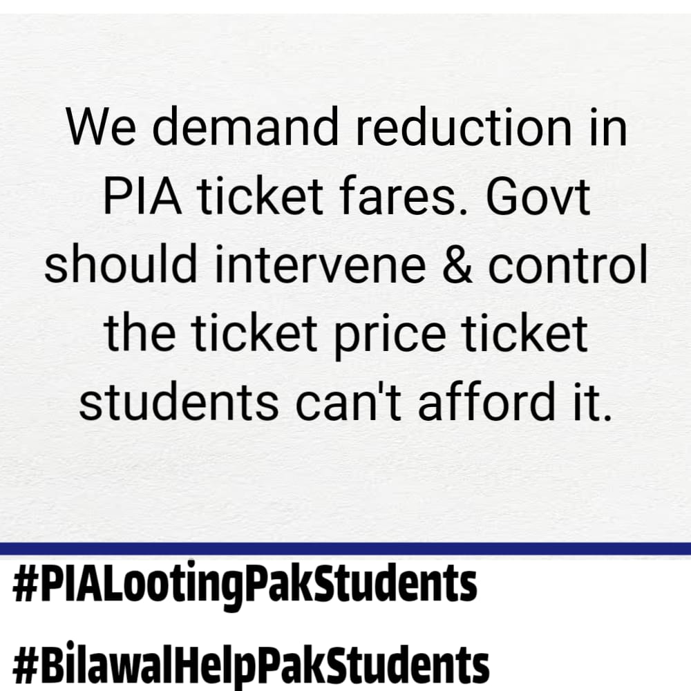 Khan3459o's tweet photo. We request to PM @CMShehbaz to take strict action against those who are looting Pakistani students with huge amount of ticket fares.
@RTanveerPMLN
@CMShehbaz @BBhuttoZardari
@BakhtawarBZ
@PakPMO
@MaryamNSharif 
#PIALootingPakStudents
#takeUsBackToChina
#BilawalHelpPakStudents https://t.co/Mg8o8DuiZ3