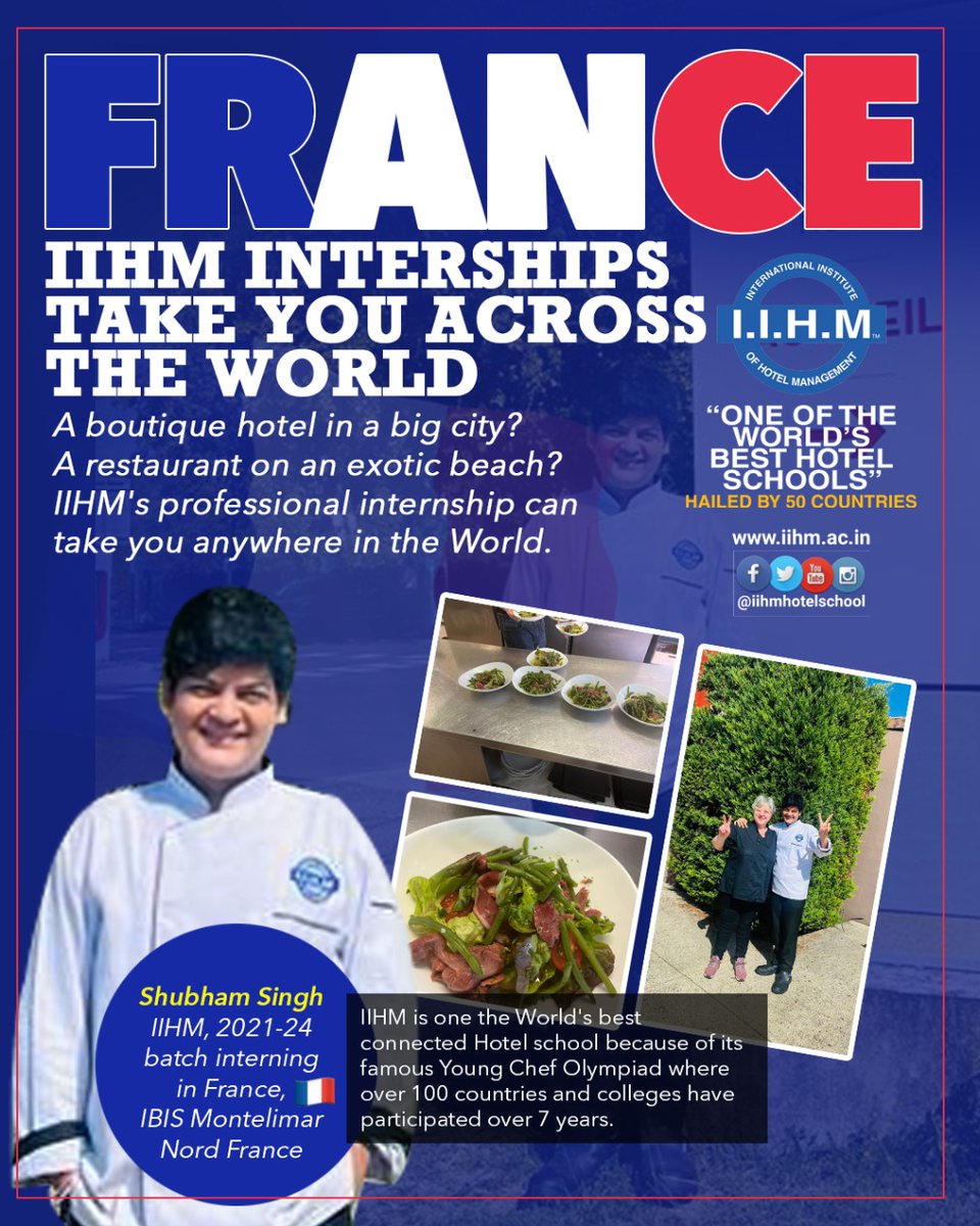 IIHMBangalore's tweet photo. IIHMHOTELSCHOOL: Shubham Singh of IIHM #Kolkata interning in #France at Ibis. IIHM's #International Curriculum takes you places while you're studying #hospitality.
Join IIHM at https://t.co/6QqxiyUs7M
#admission2022 #internship #placement #placement2… https://t.co/i0plp5iBUY