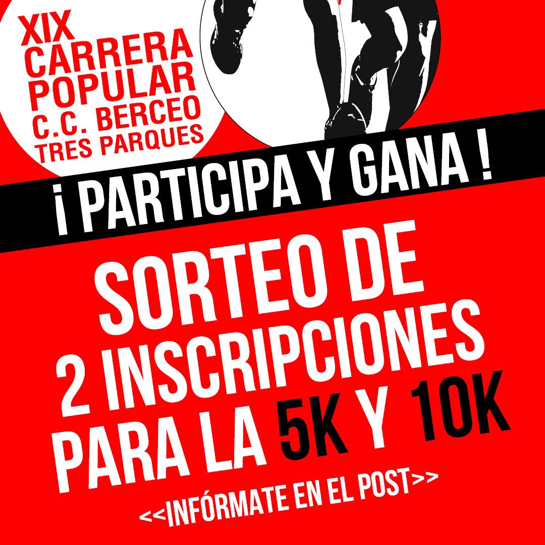 Sorteamos 2 inscripciones para la 5K y 10K de la Carrera CC Berceo-Tres Parques. ¿Cómo?
➡Dar a me gusta este tuit
➡Menciona a un amigo en los comentarios.
➡Síguenos y también a <a href="/ccberceo/">CC Berceo</a>
➡Plazo: hasta el domingo 25 de septiembre. 
➡Anunciaremos a los ganadores el lunes 26.