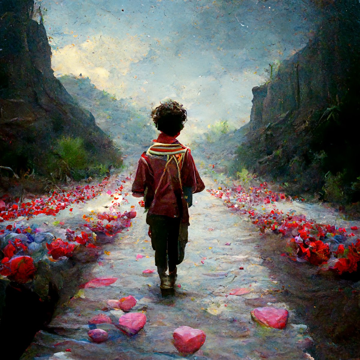 RAJPUTANAND111's tweet photo. 'A boy walking through the valley of hearts full of love '
#madeinmidjourney #aigeneratedart #midjourney https://t.co/oj9pOtQnWq