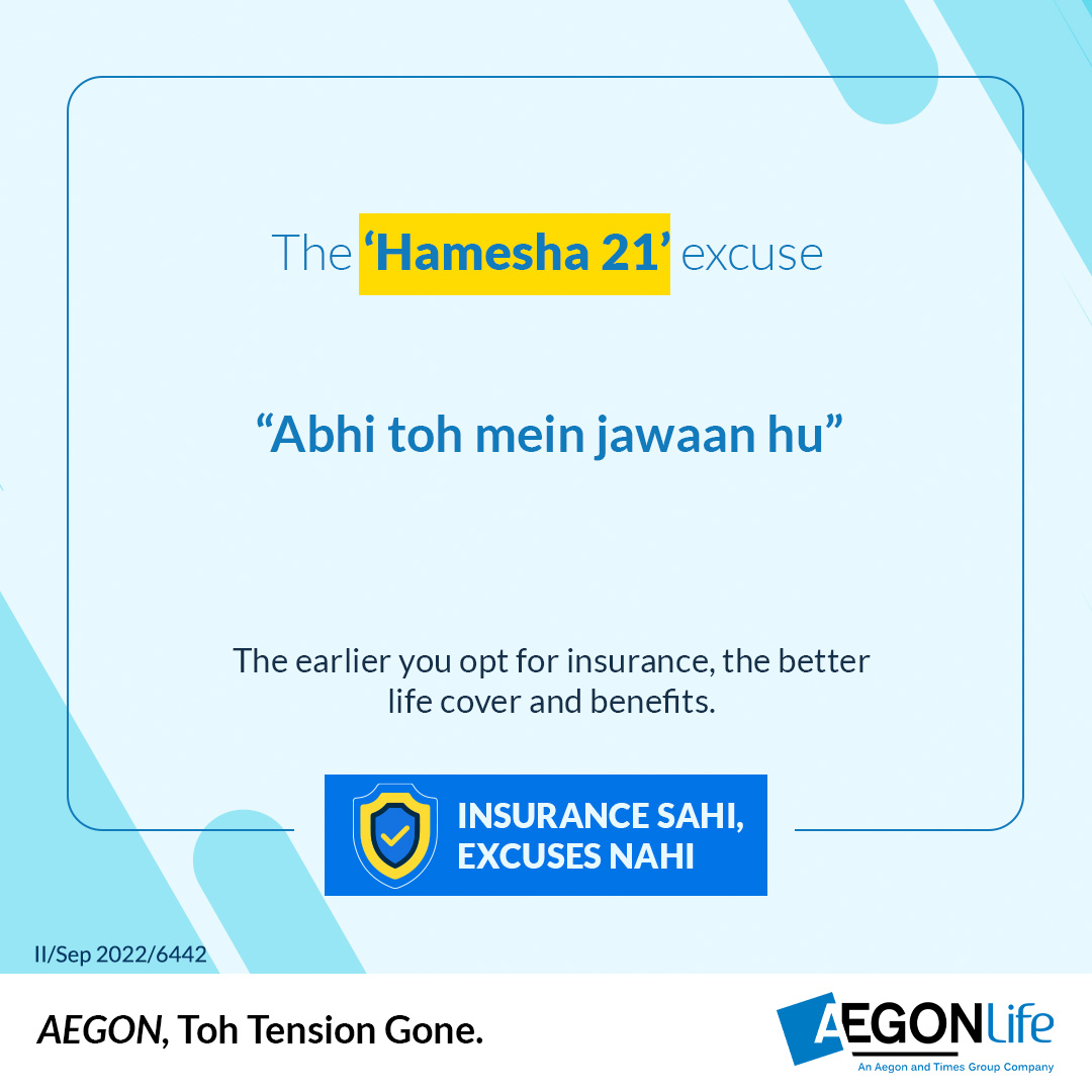 Bandhan_Life's tweet photo. Young👨‍🦱👩‍🦱 and in peak health? 

That is when you’ll get the best insurance cover!

#InsuranceSahiExcusesNahi #InsuranceMonth #InsuranceAwareness #GetInsured 
#GetInsurance #AegonLifeInsurance #AegonTohTensionGone #InsuranceOnTheGo 
#DigitalInsurance #EasyInsurance https://t.co/Gl0K79rLXX