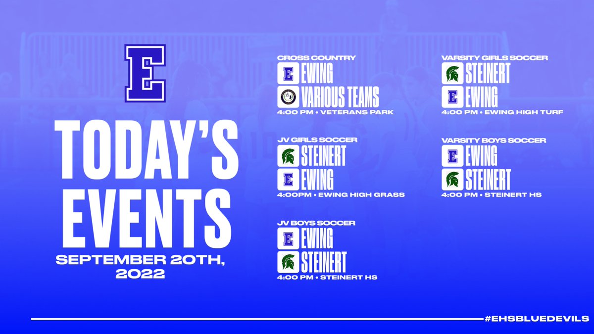 NottinghamHSAD's tweet photo. Ewing Blue Devil Fans: Below is our schedule of athletic events. Our varsity girls soccer game will be streamed live at the link below. Good luck to all. Go Blue Devils!

Ewing Athletics Streaming Link:
https://t.co/PmwyBXE7pU

#EHSBlueDevils @TheEwingSchools @EHSSoccerB https://t.co/QSYifWbqZQ