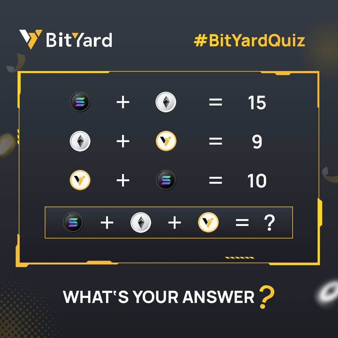 BYDFi (@bydfi) on Twitter photo ✍️Can you work it out?
The first 100 people who answer correctly will receive free trading signals from a BitYard partner <a href="/c3_trading/">CoinCodeCap Trading</a>
👇👇👇
1️⃣ Quote retweet your answer and tag 3 friends;
2️⃣ Fill out this form: forms.gle/Z2EeX9qUXhtPqW…
🤑 First come, first serve. ✍️Can you work it out?
The first 100 people who answer correctly will receive free trading signals from a BitYard partner <a href="/c3_trading/">CoinCodeCap Trading</a>
👇👇👇
1️⃣ Quote retweet your answer and tag 3 friends;
2️⃣ Fill out this form: forms.gle/Z2EeX9qUXhtPqW…
🤑 First come, first serve.