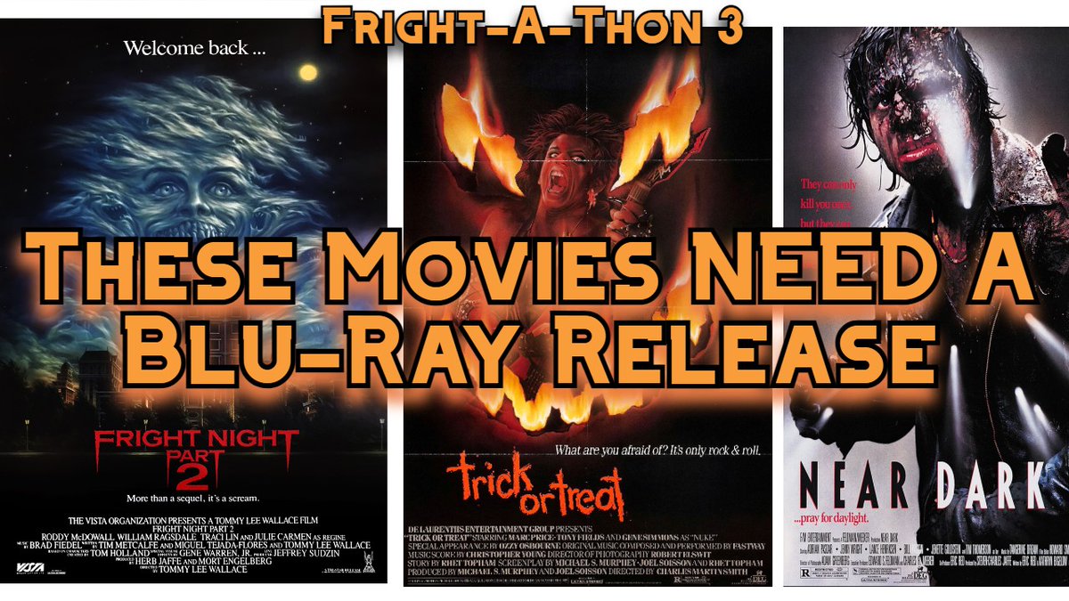 HunterBVideo's tweet photo. We desperately need these movies with new Blu-Ray/4K releases, at this point, it's ridiculous that Near Dark hasn't had an upgrade. Fright Night Part 2 would be a dream for me though. #FrightAThon #Halloween #HorrorFam #BluRay #4K 
Watch here: https://t.co/Y4MBtfMm3Y https://t.co/HlFx5WBYRS