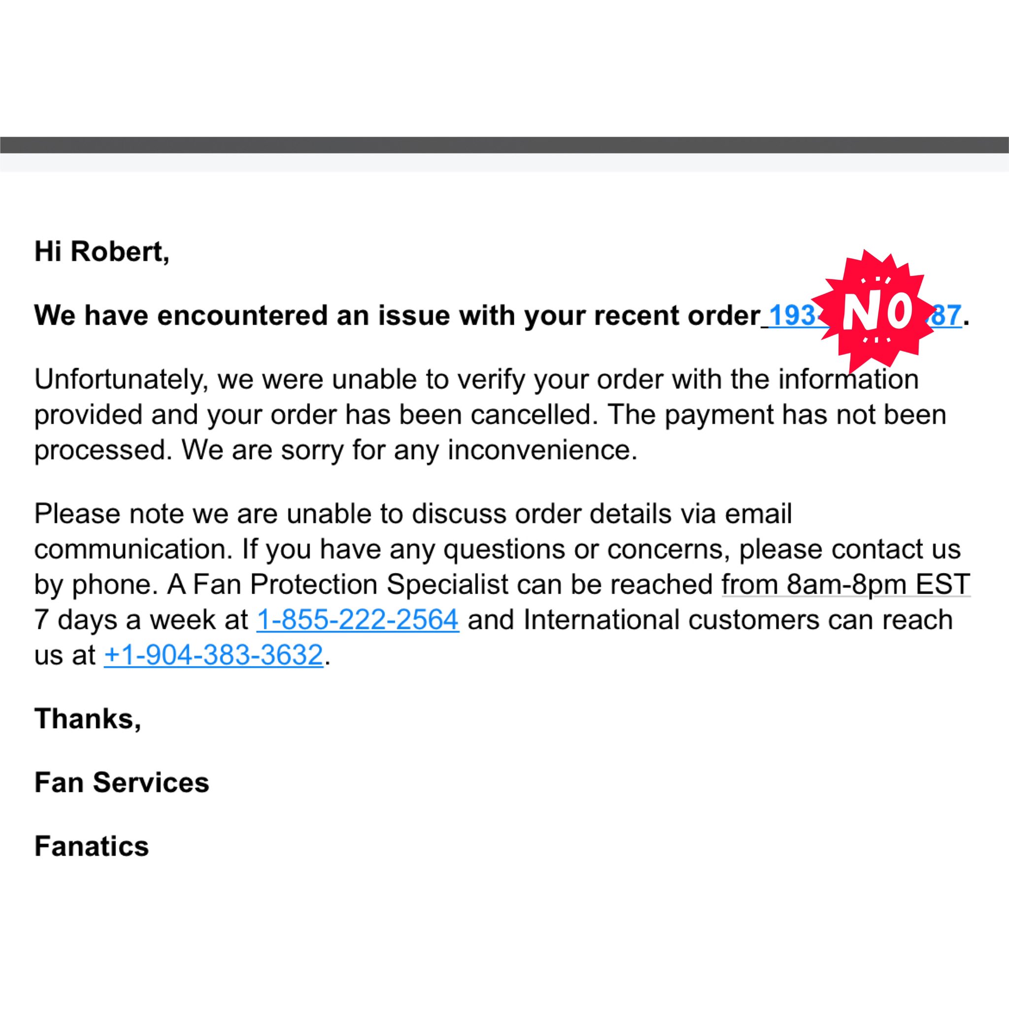 Fanatics return label