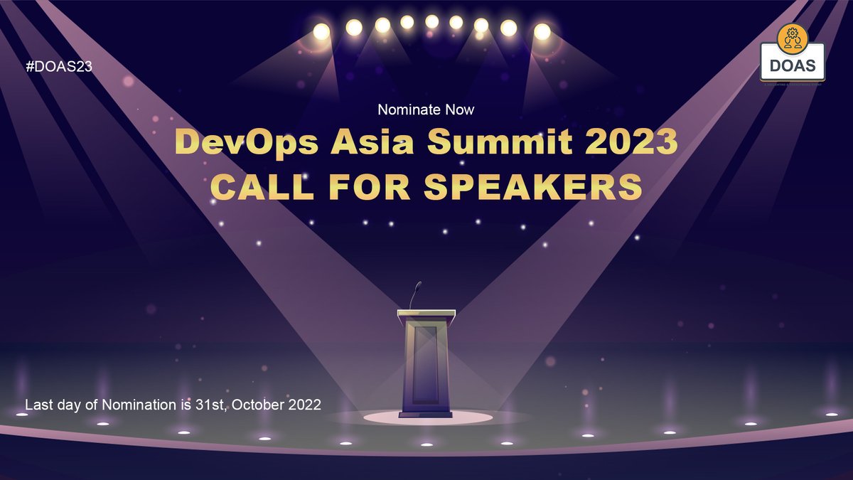 xelsg's tweet photo. Calling in submissions for speakers for the largest DevSecOps and SRE event being held at Singapore - DevOps Asia Summit 2023. Submit your topic and 300-word abstract to share the platform with Industry stalwarts-https://t.co/uxsSJ4dC3C
#doas23 #devops #sre #cybersecurity https://t.co/k2SLoLNaT1