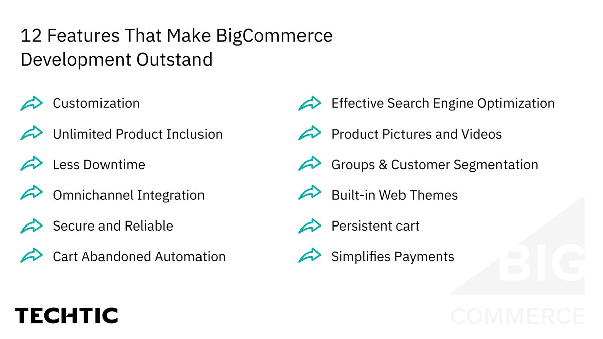TechticSolution's tweet photo. BigCommerce Enterprise provides you with the multiple #features you need to expand and run your #onlinebusiness smoothly, from general functionality to scalability, security & more. Find top features that make BigCommerce development Outstand.
#bigcommerce #bigcommercepartner https://t.co/Tu9hRuwxYD
