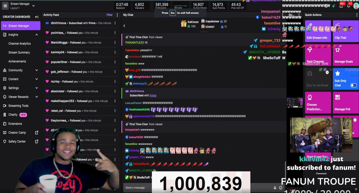 FanumTV's tweet image. THANK U FOR 1,000,000 SUBSCRIBERS 🧪